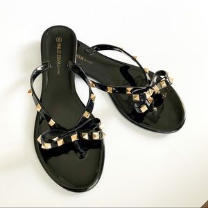 Jelly Studded Bow Flip Flops